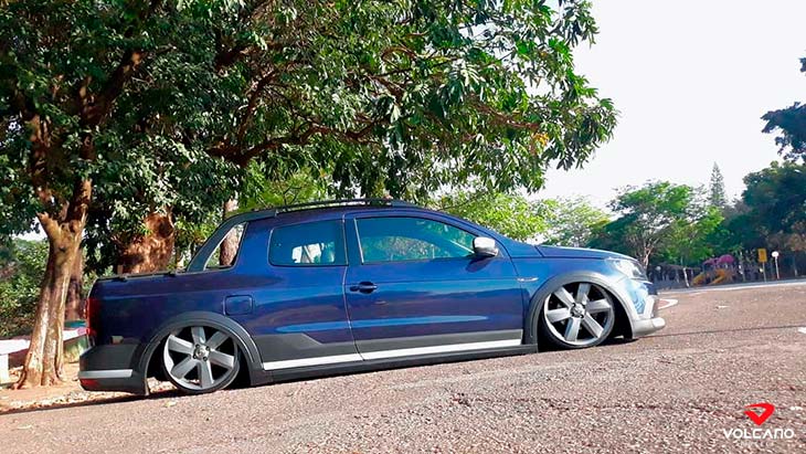 VW Saveiro Cross com rodas Volcano Surf aro 18