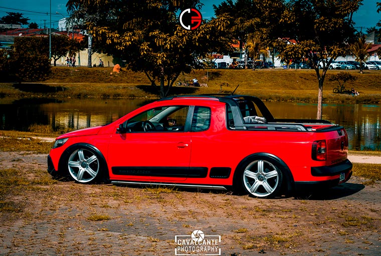 VW Saveiro Cross G5 baixa com rodas Volcano Space aro 18