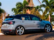 VW T-Cross Nardo Grey rebaixada com rodas Volcano Spider aro 20″