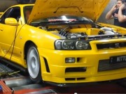 Nissan Skyline GTR R34 com potência máxima no dinamômetro