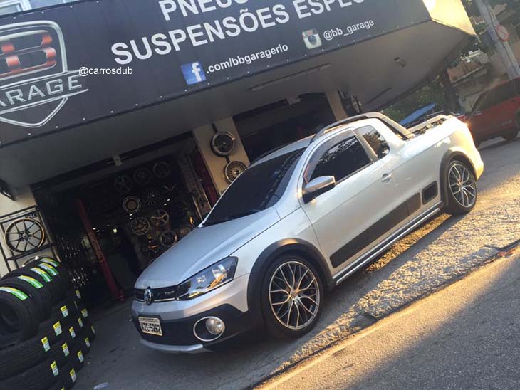 Saveiro Cross g6 rebaixada nas rodas originais